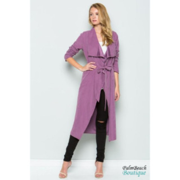 Lavender Long Duster Cardigan Jacket - Picture 4 of 5